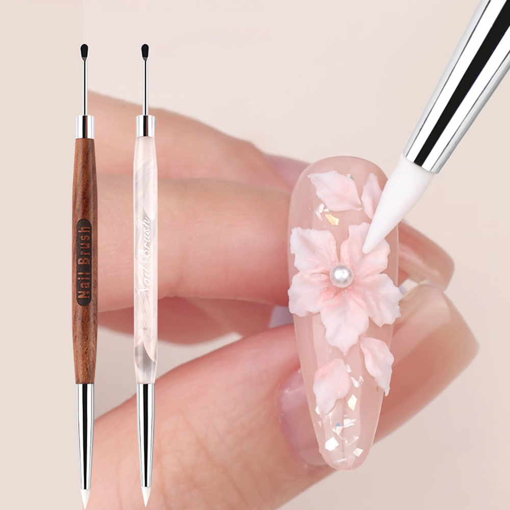 Nail Fan Brush - Pena Ukir Seni Kuku Silikon Kepala