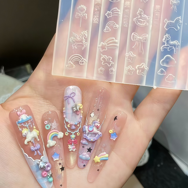 Nail Art Rainbow - Cetakan Silikon Transparan DIY untuk Dekorasi