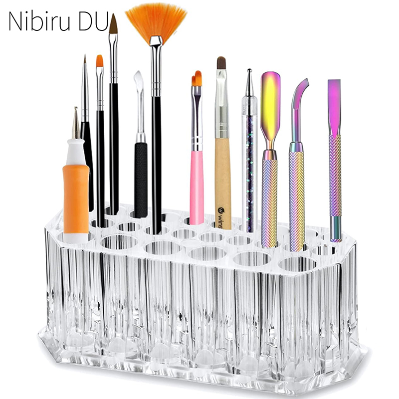 Nail Fan Brush - 26 lubang akrilik kuas kuku Organizer