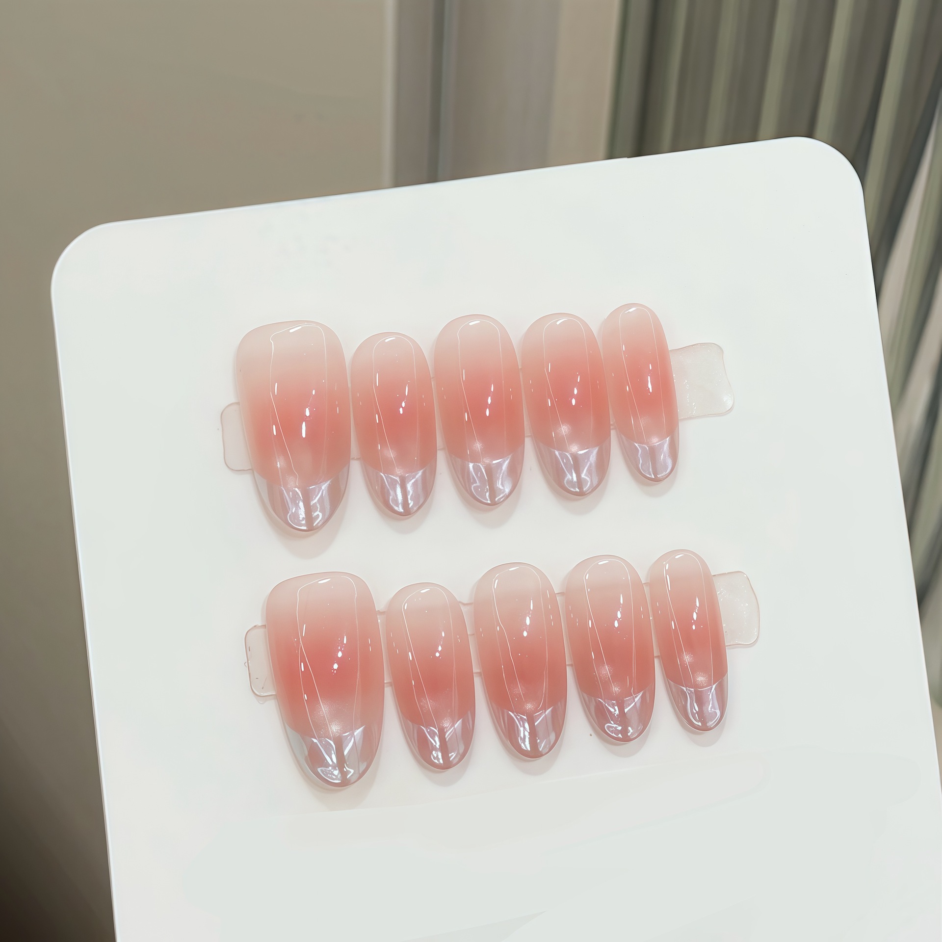Nail Art Simple - 10pcs Kuku Palsu Oval Tekan Tangan