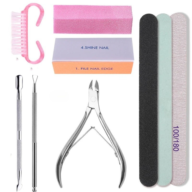 Nail Fan Brush - Perlengkapan Manikur Set Nail Art: Kikir