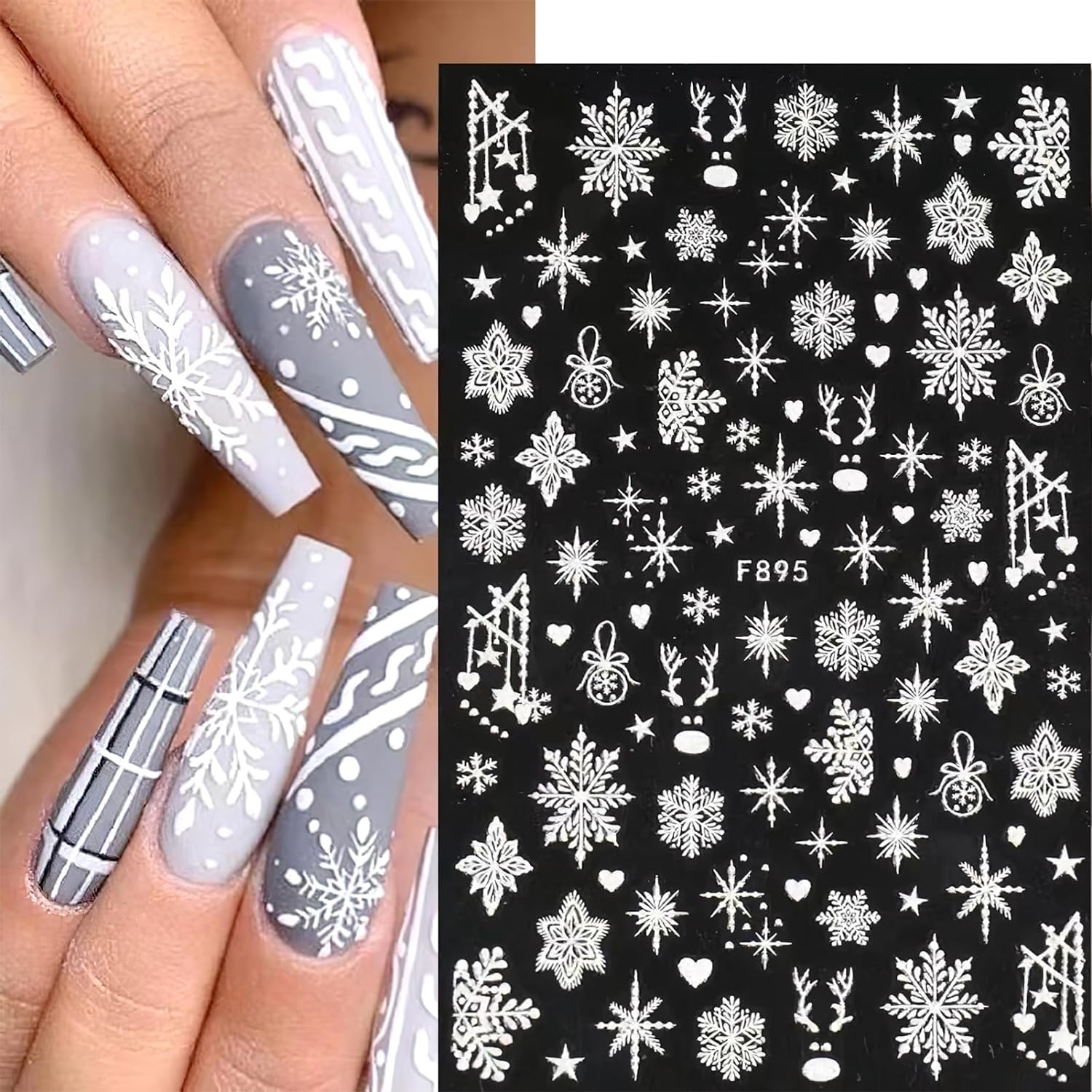 Nail Art Xmas - Stiker seni kuku kepingan salju 3D