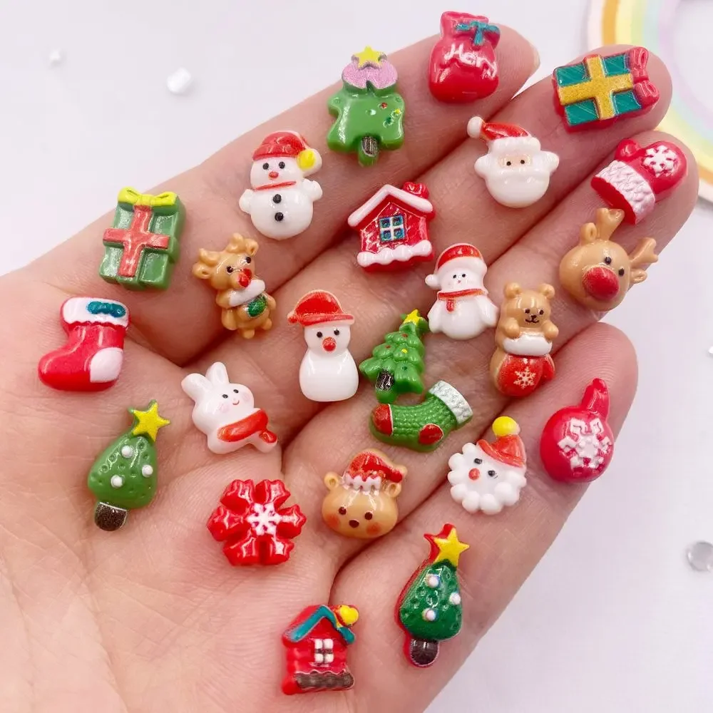 Nail Art Xmas - 50 buah Resin Mini warna-warni pohon