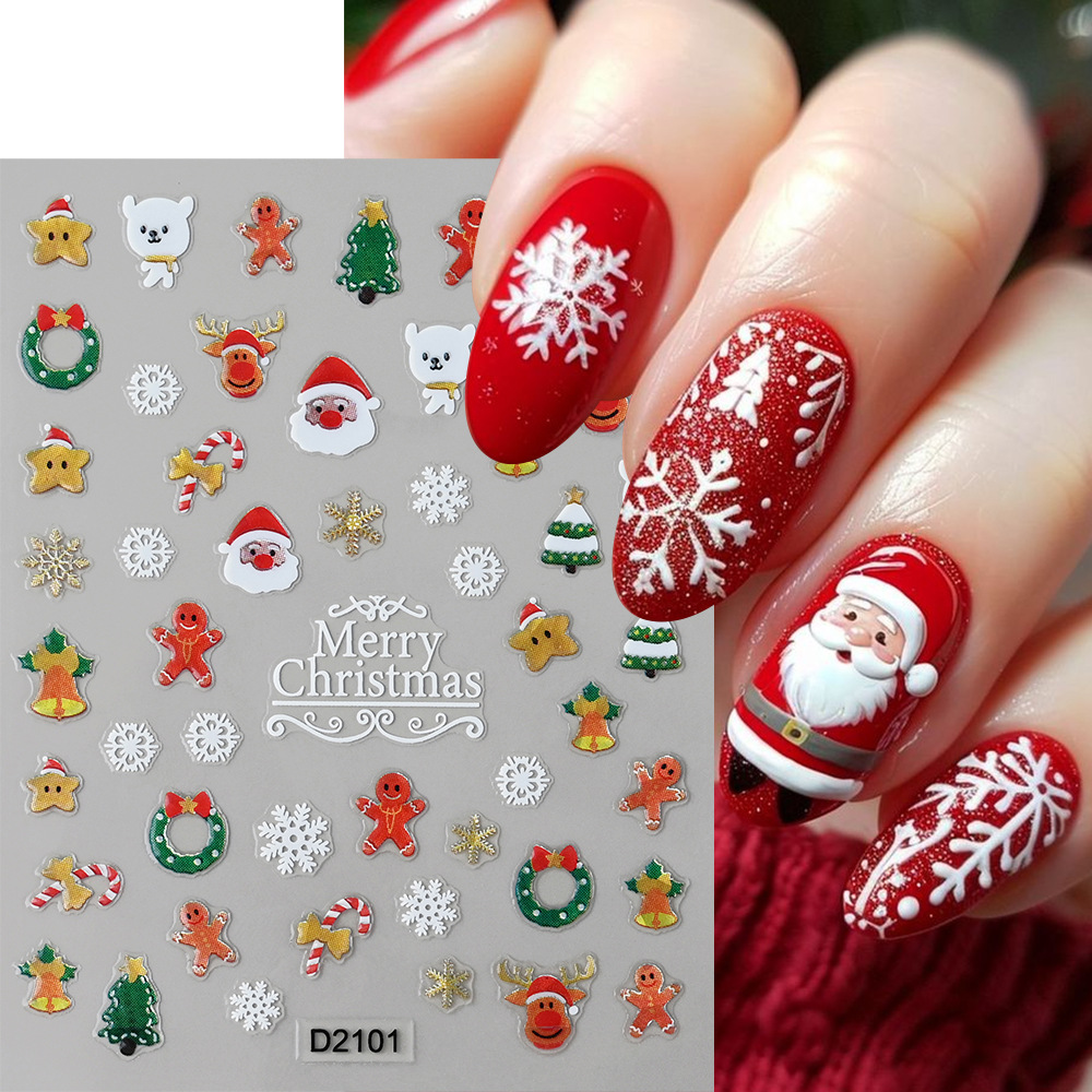 1Pc Stiker Seni Kuku Natal 5D, - Nail Art Xmas ulasan dan harga