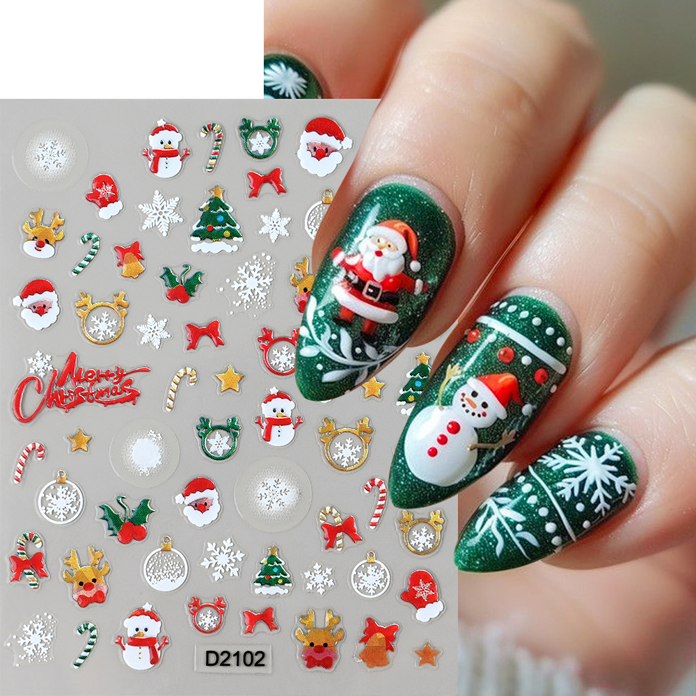 1Pc Stiker Seni Kuku Natal 5D, - Nail Art Xmas ulasan dan harga