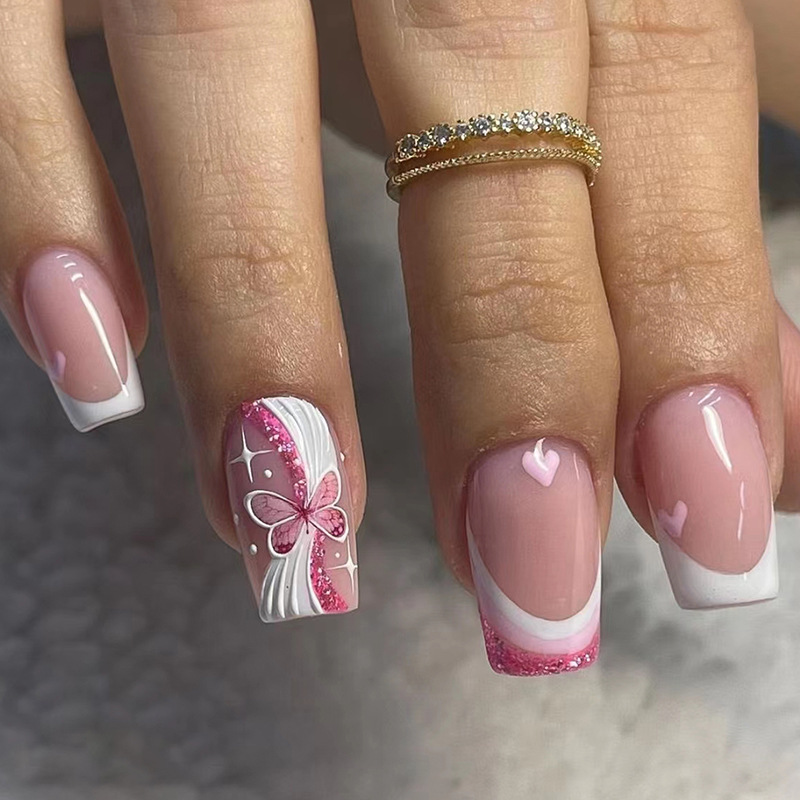 24 Buah Kuku Palsu Pelangi Cin - Nail Art Rainbow ulasan dan harga