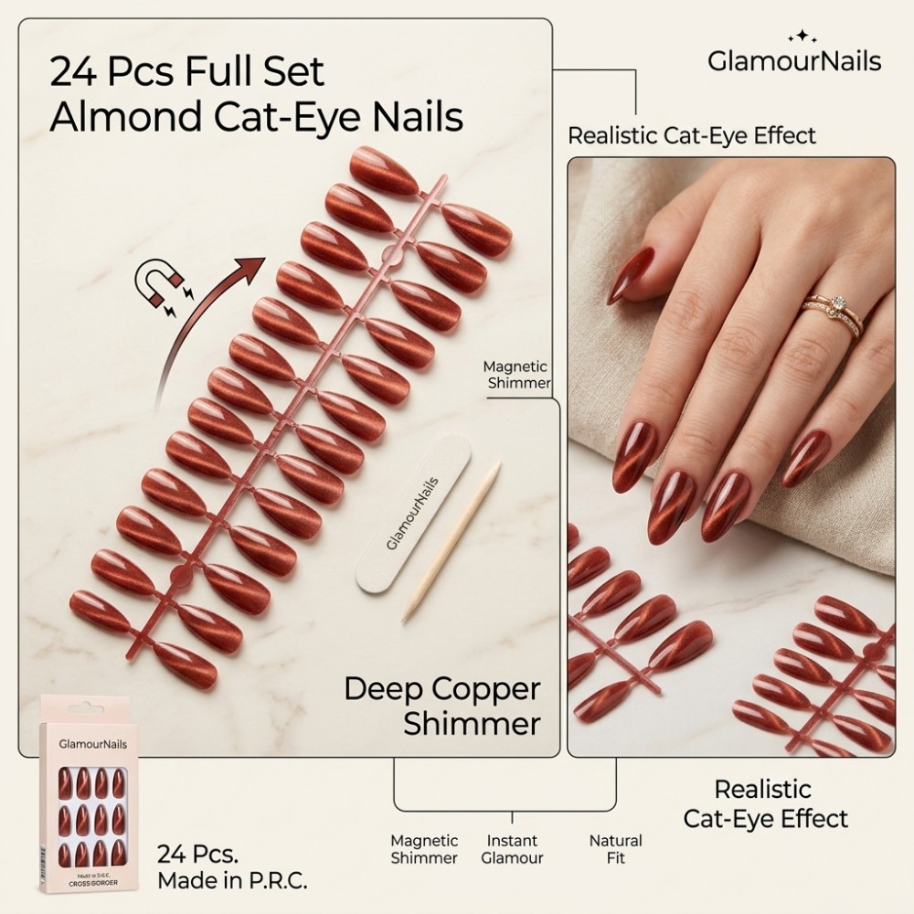 24PCS Kuku Palsu Pendek Bentuk - Nail Art Extension Cat Eye ulasan dan harga
