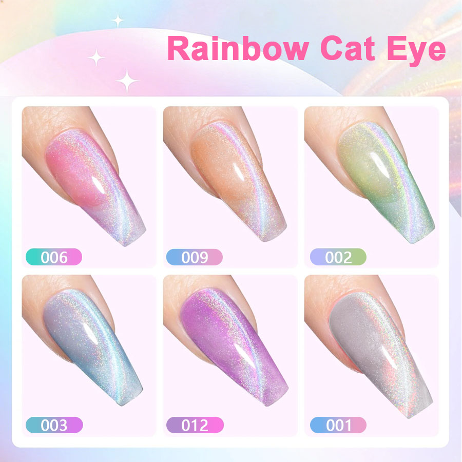 QAZIXU 1/6 Pcs Set Cat Eye Gel - Nail Art Rainbow ulasan dan harga