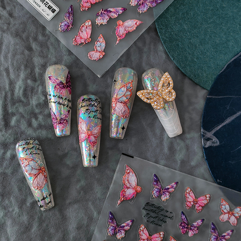 Stiker seni kuku timbul 5D sti - Nail Art Rainbow ulasan dan harga