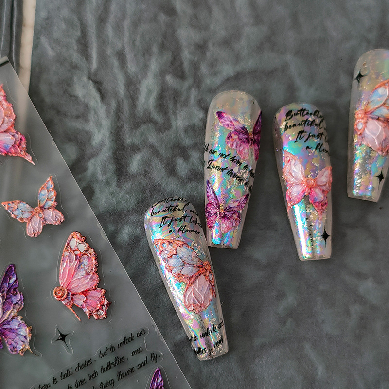 Stiker seni kuku timbul 5D sti - Nail Art Rainbow ulasan dan harga