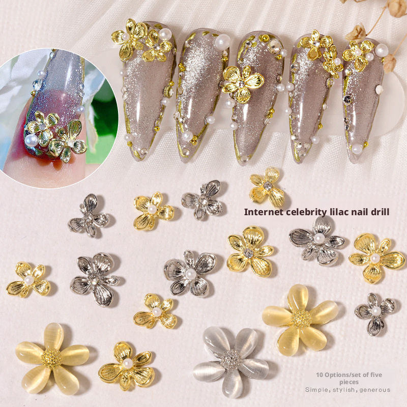 10 Buah Y2K Bunga Lilac 3D Dek - Nail Art Lilac ulasan dan harga