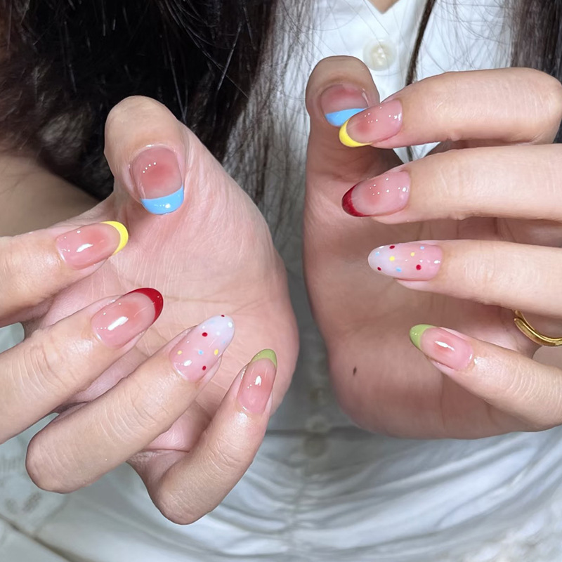 24Pcs Set Kuku Palsu Almond Po - Nail Art Simple ulasan dan harga