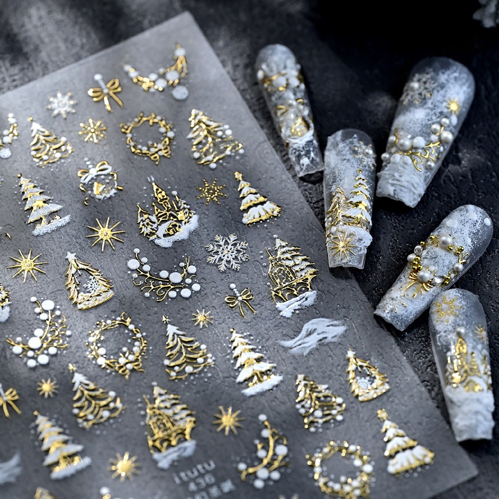 Stiker Kuku 5D Embossed Motif  - Nail Art Xmas ulasan dan harga