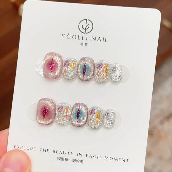 10Pcs Kuku Palsu Pendek Bulat  - Nail Art Simple ulasan dan harga