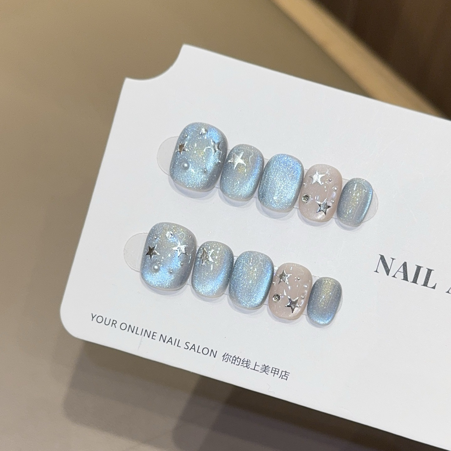 10Pcs Kuku Palsu Pendek Bulat  - Nail Art Simple ulasan dan harga
