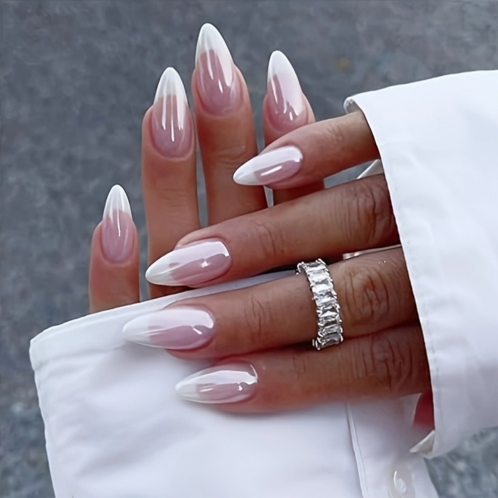 24PCS Kuku Palsu Putih Susu Pe - Nail Art Extension ulasan dan harga